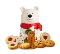 Silk Route Home Ceramic Polar Bear Biscuit Jar - Festive Cookie Storage with Rubber Seal, 1450ml Capacity - Christmas Kitchen Decoration