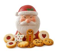 Silk Route Home Ceramic Santa Claus Biscuit Jar - Festive Cookie Storage with Rubber Seal, 1750ml Capacity - Christmas Kitchen Decoration