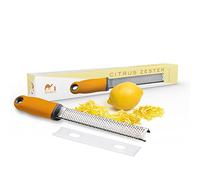 Silk Route Home Citrus Lemon Zester & Cheese Grater - Razor-Sharp Stainless Steel Blade with Ergonomic Handle for Fine Grating | Comes with Protective Sheath/Cover