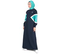 Silk Route© Navy Contrast Arrow Panel Polyester Sporty Abaya Maxi Dress Jilbab Medium 56