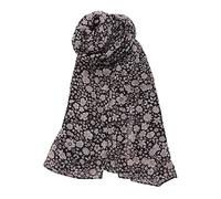 Silk Route Poly Chiffon Pirate Black Floral Stole Scarf Ladies Wrap Medium Hijab
