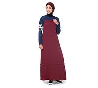 Silk Route Red & Navy Stripe Print Taslon Sporty Maxi Dress Jilbab XLarge 58
