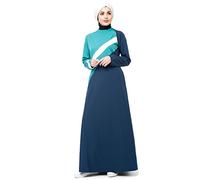 Silk Route White Striper Colour Blocking Taslon Sporty Maxi Dress Jilbab XLarge 54