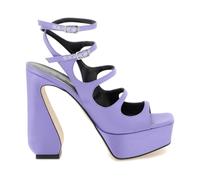 Silk Sandals with Adjustable Straps and Sculpted Heel - female - Sergio Rossi - High Heel Sandals - Purple - 7 UK - Shoes 7 UK