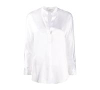 Silk Satin Band-Collar Blouse, female, Vince, Blouses, White, M, Blouses & Shirts M