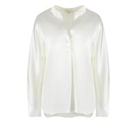 Silk Satin Band-Collar Blouse, female, Vince, Blouses, White, M, Blouses & Shirts M