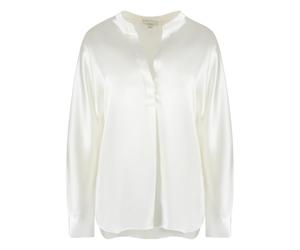 Silk Satin Band-Collar Blouse - female - Vince - Blouses - White - M - Blouses & Shirts M