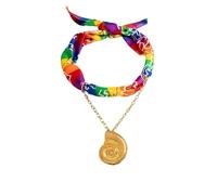 Silk Scarf Chain With Palm & Sunflower Charm - Versatile Stainless Steel Necklace(Colored conch)
