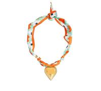 Silk Scarf Chain With Palm & Sunflower Charm - Versatile Stainless Steel Necklace(Orange Heart)