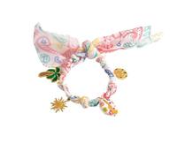 Silk Scarf Chain With Palm & Sunflower Charm - Versatile Stainless Steel Necklace(Pink conch)