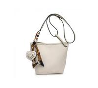 Silk Scarf Heart Shape Charm Cross Body Bag JFY Beige One Size