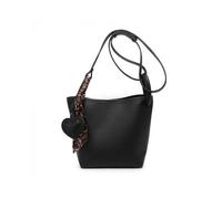 Silk Scarf Heart Shape Charm Cross Body Bag JFY Black One Size