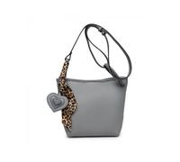 Silk Scarf Heart Shape Charm Cross Body Bag JFY Grey One Size