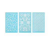 Silk Screen Stencils, 3 pcs Polymer Clay DIY Reusable Silkscreen Print Kit Texture Scratchers Printing Plate Patterns for Jewelry Clay Earrings(#4)