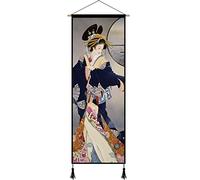 Silk Scroll Painting,Chinese Art Scroll,Asian silk scroll drawing,Wall Scroll Japanese Decorations for Home,Ancient Kimono Beauty Wall Hanging Canvas Printed Tapestry,Hanging Ornaments for Living Roo