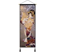 Silk Scroll Painting,Chinese Art Scroll,Asian silk scroll drawing,Wall Scroll Japanese Decorations for Home,Ancient Kimono Beauty Wall Hanging Canvas Printed Tapestry,Hanging Ornaments for Living Roo