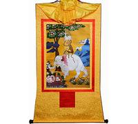 Silk Scroll Painting， Four Harmonious Animals, Buddhist Thangka Brocade(Unique Colour,35L x 20W cm)