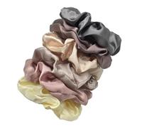 Silk Scrunchies 6pcs Large Multi-color Satin Hair Bands Solid Color Cloth Ring Hair Rope Seasons, Everyday, Dating(Color5)