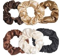 Silk Scrunchies for Hair, 6 Pcs Shunshi Hair Bobbles Soft Elastic Satin Silk Hair Scrunchies for Women, Skinny Hair Bands, Satin Hair Ties,Ties Ropes Accessories for Women Girls Teens