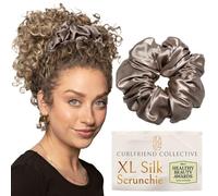 Silk Scrunchies for Women Ponytail Holders - Oversized Mulberry Silk Scrunchies - Extra Large No Damage Hair Ties for Curly, Thick, and Thin - Hair Accessories for Women - London Fog, XL By Curlfriend