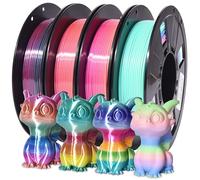 Silk Shiny Rainbow PLA Filament,Multicolored Fast Color Change Rainbow 3D Printing Filament, Color Change Gradually Random Quickly, 1.75mm 0.2kg/spools 4Pack(1.76 lbs) by RAMBERY