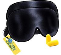 Silk Sleep Eye Mask for Men Women, Comfortable Super Soft Eye Mask with Adjustable Strap, 100% Pure Silk, Blocks Light, Jersey Slumber (Black, 1 Count (Pack of 2))