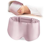 Silk Sleep Eye Mask,Soft Pressureless,Adjustable Velcro Strap,Mulberry Silk,Travel Rest,Large Size Blackout Eye for Men & Woman,Cover for Sleep Travel Yoga Nap（Pink）