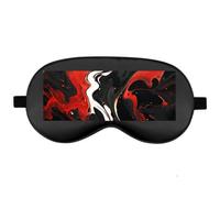 Silk Sleep Mask Block Light Eye Covers Travel Night Blindfold, Black-Style | Black And Red Marble Eye Mask for Sleeping, Adjustable Strap & Zero Eye Pressure Design, Travel and Home Use