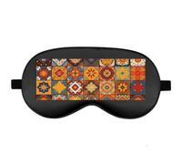 Silk Sleep Mask Block Light Eye Covers Travel Night Blindfold, Black-Style | Group of Moroccan Geometric Eye Mask for Sleeping, Adjustable Strap & Zero Eye Pressure Design, Travel and Home Use