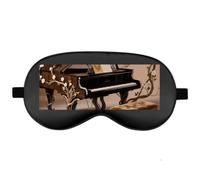 Silk Sleep Mask Block Light Eye Covers Travel Night Blindfold, Black-Style | Ivy Covered Piano Eye Mask for Sleeping, Adjustable Strap & Zero Eye Pressure Design, Travel and Home Use
