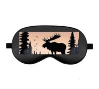 Silk Sleep Mask Block Light Eye Covers Travel Night Blindfold, Black-Style | Moose Mountain Pine Tree Wilderness Eye Mask for Sleeping, Adjustable Strap & Zero Eye Pressure Design, Travel and Home Use