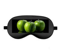 Silk Sleep Mask Block Light Eye Covers Travel Night Blindfold, Black-Style | Three Green Fruits Eye Mask for Sleeping, Adjustable Strap & Zero Eye Pressure Design, Travel and Home Use
