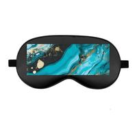 Silk Sleep Mask Block Light Eye Covers Travel Night Blindfold, Black-Style | Turquoise Blue Gold Marble Eye Mask for Sleeping, Adjustable Strap & Zero Eye Pressure Design, Travel and Home Use