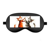 Silk Sleep Mask Block Light Eye Covers Travel Night Blindfold, Black-Style | Two Cats Dancing Eye Mask for Sleeping, Adjustable Strap & Zero Eye Pressure Design, Travel and Home Use