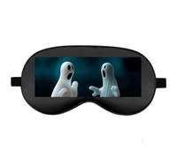 Silk Sleep Mask Block Light Eye Covers Travel Night Blindfold, Black-Style | Two Ghost Statues Eye Mask for Sleeping, Adjustable Strap & Zero Eye Pressure Design, Travel and Home Use