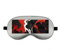 Silk Sleep Mask Block Light Eye Covers Travel Night Blindfold, Gray-Style | Black And Red Marble Eye Mask for Sleeping, Adjustable Strap & Zero Eye Pressure Design, Travel and Home Use