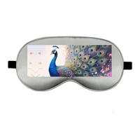 Silk Sleep Mask Block Light Eye Covers Travel Night Blindfold, Gray-Style | Colorful Peacock in Flower Sea Eye Mask for Sleeping, Adjustable Strap & Zero Eye Pressure Design, Travel and Home Use