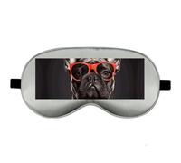 Silk Sleep Mask Block Light Eye Covers Travel Night Blindfold, Gray-Style | French Bulldog Eye Mask for Sleeping, Adjustable Strap & Zero Eye Pressure Design, Travel and Home Use