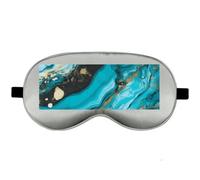 Silk Sleep Mask Block Light Eye Covers Travel Night Blindfold, Gray-Style | Turquoise Blue Gold Marble Eye Mask for Sleeping, Adjustable Strap & Zero Eye Pressure Design, Travel and Home Use