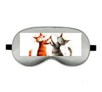 Silk Sleep Mask Block Light Eye Covers Travel Night Blindfold, Gray-Style | Two Cats Dancing Eye Mask for Sleeping, Adjustable Strap & Zero Eye Pressure Design, Travel and Home Use