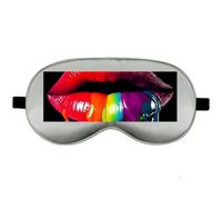 Silk Sleep Mask Block Light Eye Covers Travel Night Blindfold, Gray-Style | Vibrant Lip Makeup Eye Mask for Sleeping, Adjustable Strap & Zero Eye Pressure Design, Travel and Home Use