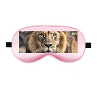 Silk Sleep Mask Block Light Eye Covers Travel Night Blindfold, Pale Pink | African Lion Head Eye Mask for Sleeping, Adjustable Strap & Zero Eye Pressure Design, Travel and Home Use