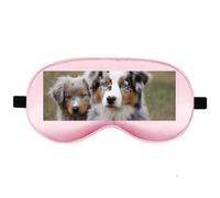 Silk Sleep Mask Block Light Eye Covers Travel Night Blindfold, Pale Pink | Australian Shepherd Eye Mask for Sleeping, Adjustable Strap & Zero Eye Pressure Design, Travel and Home Use
