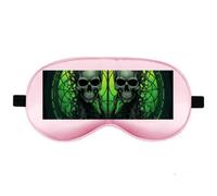 Silk Sleep Mask Block Light Eye Covers Travel Night Blindfold, Pale Pink | Horrifying Green Skull Eye Mask for Sleeping, Adjustable Strap & Zero Eye Pressure Design, Travel and Home Use