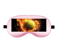 Silk Sleep Mask Block Light Eye Covers Travel Night Blindfold, Pale Pink | Tennis on Fire Eye Mask for Sleeping, Adjustable Strap & Zero Eye Pressure Design, Travel and Home Use