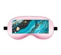 Silk Sleep Mask Block Light Eye Covers Travel Night Blindfold, Pale Pink | Turquoise Blue Gold Marble Eye Mask for Sleeping, Adjustable Strap & Zero Eye Pressure Design