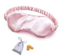 Silk Sleep Mask Eye Mask Blindfold with Double Layer Silk Filling and Elastic Strap for Full Night's Sleep, Travel and Nap, Soft Eye Cover Eyeshade with Luxury Bag and Ear Plugs by OLESILK (Pink)