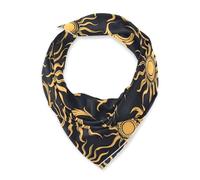 Silk square essentials scarves for men for winter 35 In Art Sun Moon Gold Black bufanda para mujer