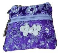 Silk Storage Wallet Pouch 2pcs Cute Chinese Knot Two Zipper Purse Jewelry Packaging Bags for Bracelets Necklace Storage Silk Brocade Zip Pouch Bags for Travel(Purple(2 Pcs Pattern Random))