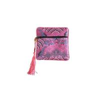 Silk Storage Wallet Pouch Zipper Square Silk Earring Ring Gift Bags Vintage Chinese Brocade Mini Jewelry Storage Pouches Wholesale 2 Size,3.15x3.15 inch About(Fuchsia (5 Pcs),3.15x3.15 inch About)
